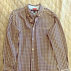 Boys Navy/White Plaid Button Down Dress Shirt